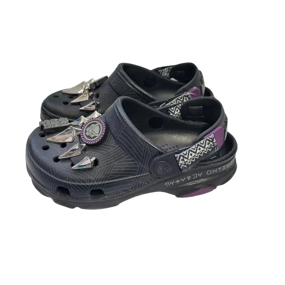 Crocs Marvel All Terrain Clog in The Black Panther Design Size 1J 91426-2989
